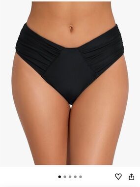 Black Ruched Swim Bottoms - Women Swim Size Large